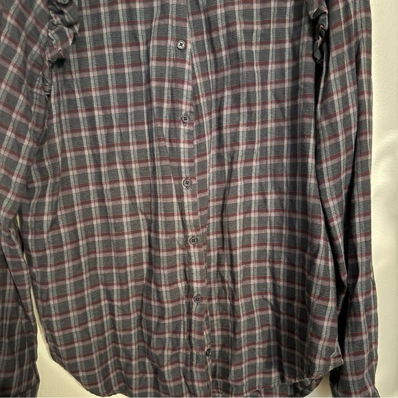Paige Large Ruffle Blue Purple Plaid Button Down Flannel - Picture 3 of 12